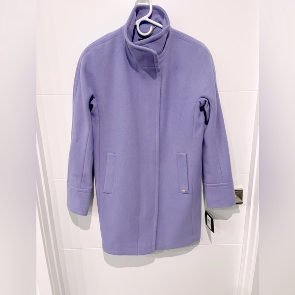 Ellen Tracy Lilac Purple Women's Wool-Blend Coat with Funnel Neck Size 2 - Picture 3 of 7
